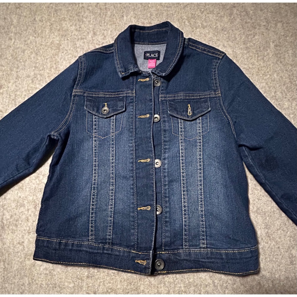 The Children's Place Dark Wash Denim Jean Jacket Girls Size 10/12